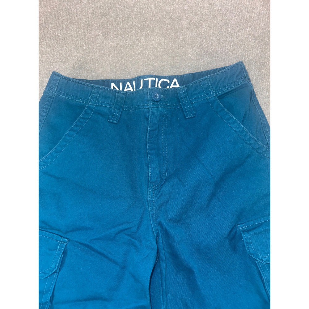 Nautica BoyTeal Blue Cotton Twill Cargo Shorts Size‎ 16 Adjustable Waists